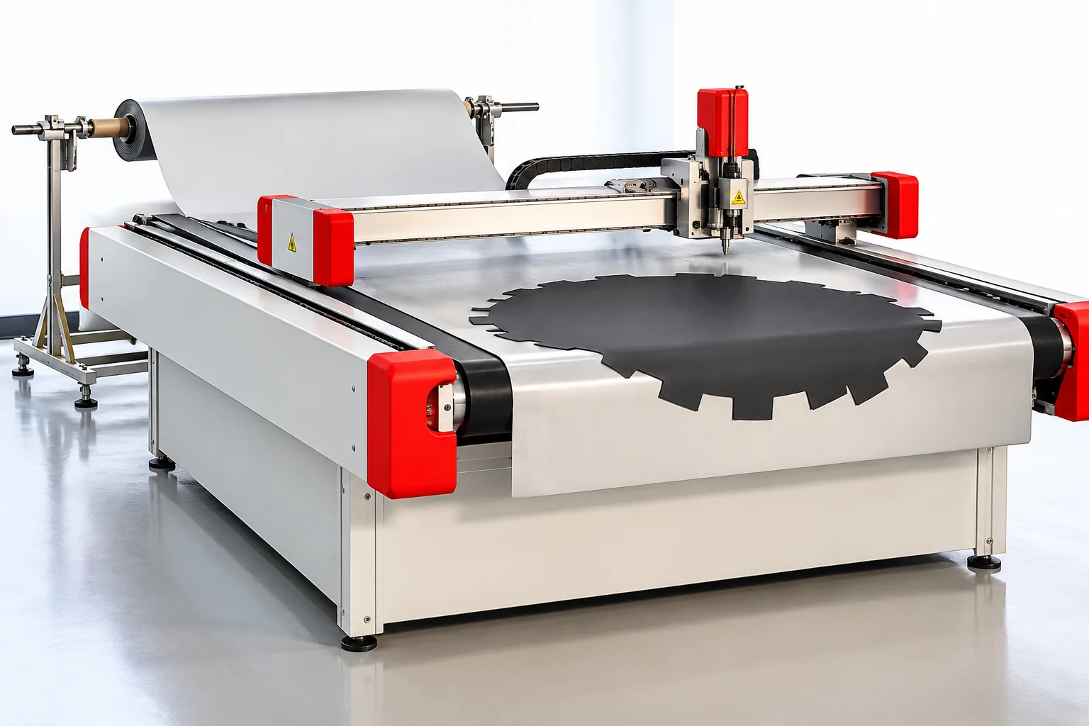 CNC tangential-knife cutting machine with auto-feed roll